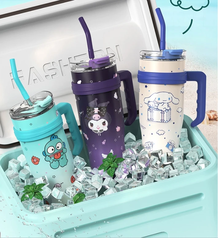 AL Cinnamoroll Ice Ba Cup My Melody 304 stainless steel Big MAC girls high appearance level large capacity straw thermos cup