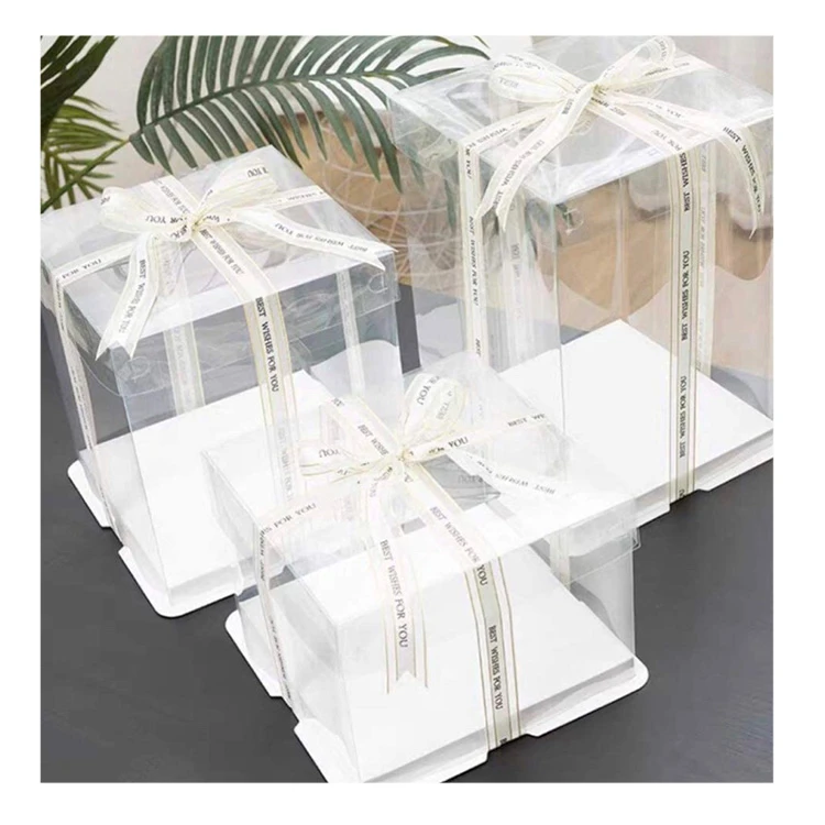 New Arrival Elegant Large PVC PET Tall Cake Boxes For Diy Gifts