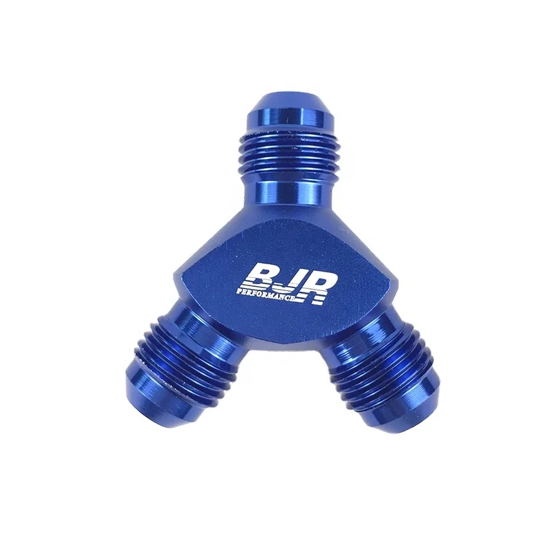 BJR Car Modification Parts Aluminum AN6 Y Adapter AN Male Flare Union Fuel Hose Fitting Connector