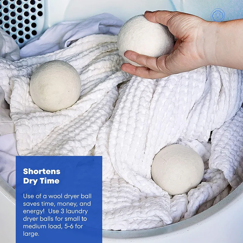 Wool Dryer Balls Natural Fabric Softener Reusable Reduces Static and Wrinkles Saves Drying Time Alternative to Dryer Sheets
