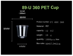 95mm caliber ice coffee cup beverage manufacturer disposable plastic PET cup with cover boba tea yogurt customizable slush cups