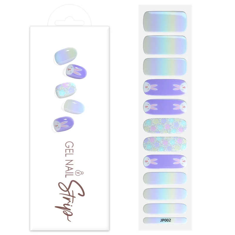 Wholesale Nail Stickers Korean Customized Design Color Semi Cured Gel Nail Strips