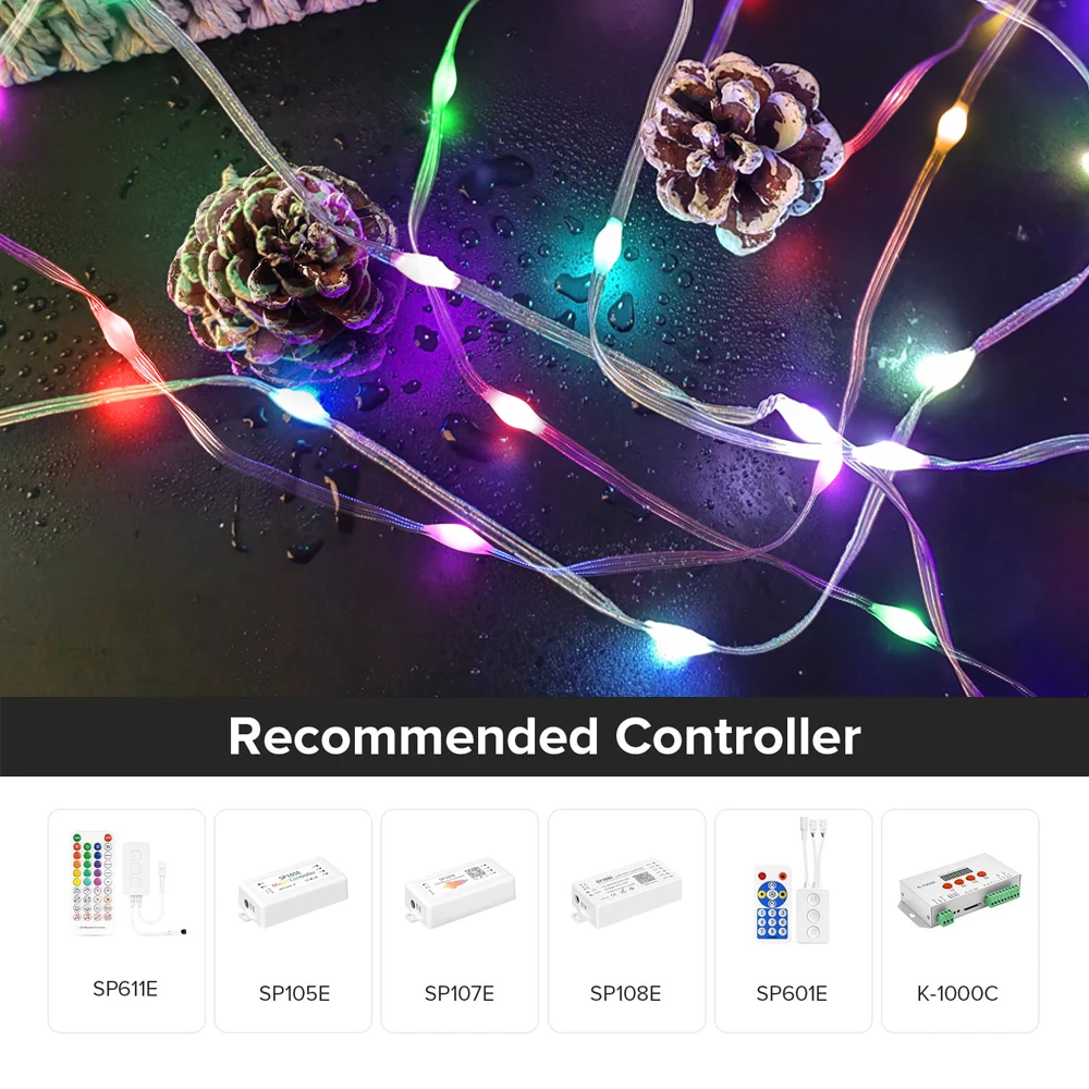 WS2811 IC Individually Addressable Pebble Lights Decorations Smart String Lights Outdoor Waterproof Point Pixel Trim Lights