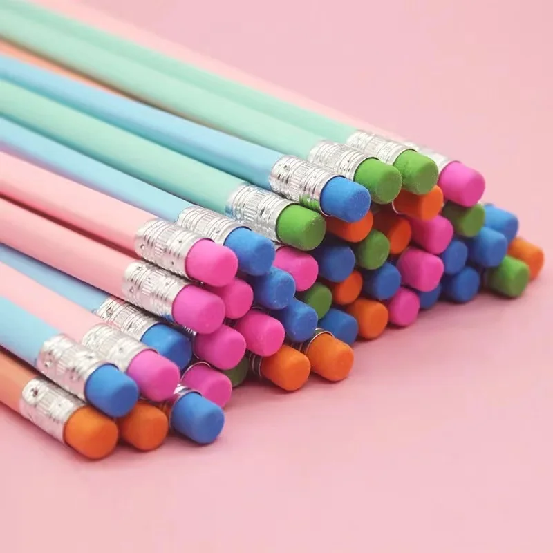 pink pencil with eraser China stationary factory cheap wholesale black wooden pencil custom HB wood pencil for OEM