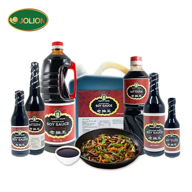 JOLION Restaurant Using Chinese non-gmo OEM Bulk 18L Natural less salt  Dark Soy Sauce