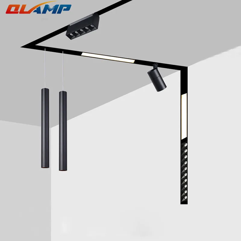 New pattern Borderless Embedded Magnetic COB LED Track light Spotlights  surface mounted 10w DC24V linear led light fixture ce