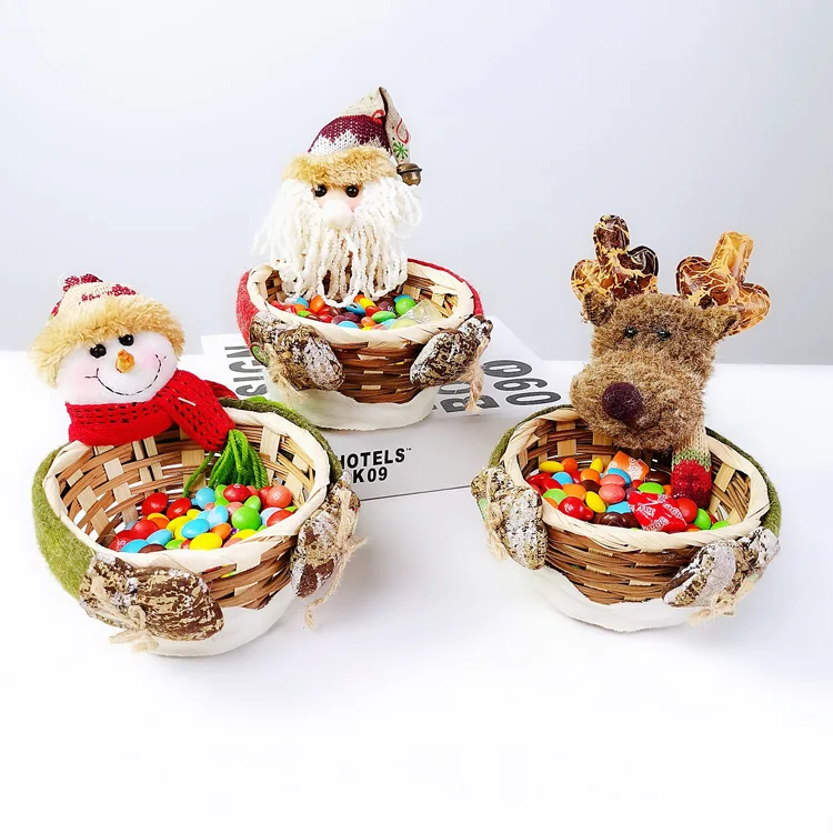 
small empty decorative christmas bamboo basket for gift 