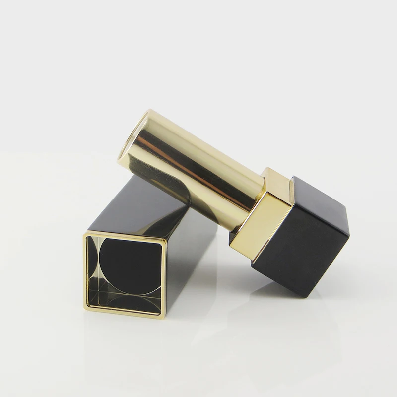 Luxury Golden Inner Aluminium Black Empty Lip Balm Stick Container Tube Travel Lipstick Case