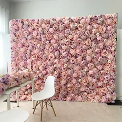Customized Artificial Floral Green Leaves Wall Backdrop White Flower Panel for Wedding Flower Decor