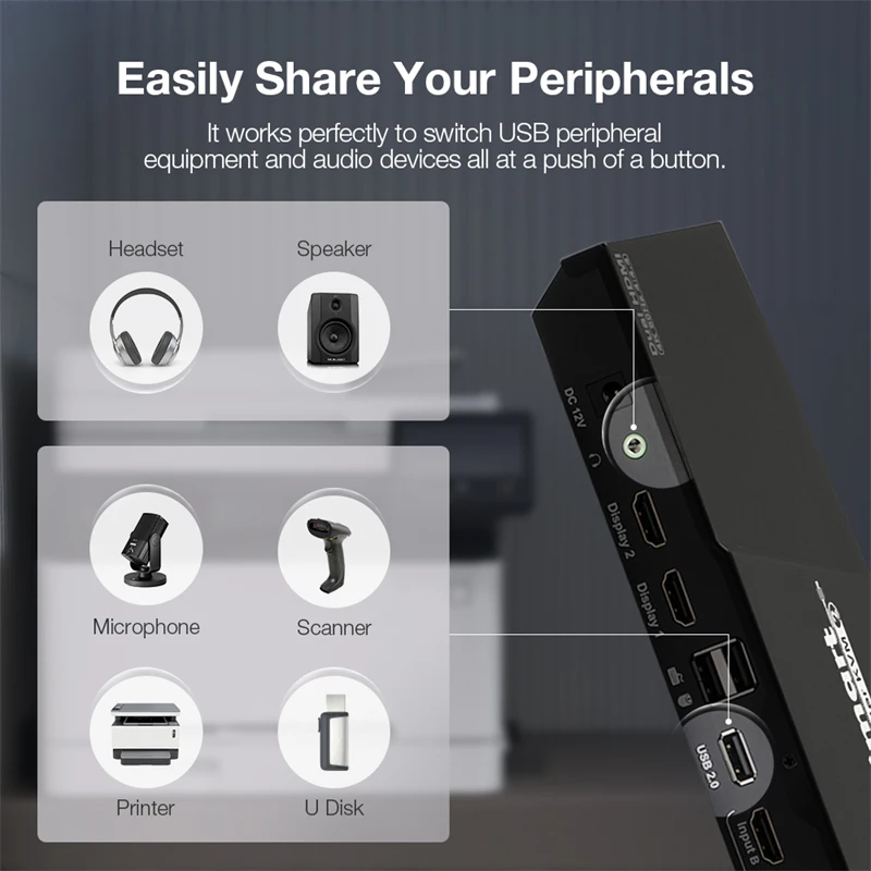 TESmart HDMI DP 4x2 2X2 4 Input 2 Output 4K60HZ HDMI KVM Switch With EDID Emulators Dual Monitor KVM Switches