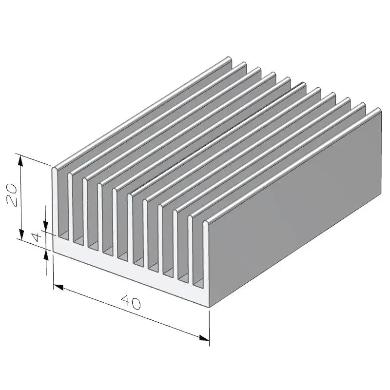 LED light heatsink profile electronic heatsink extrusion 40(W)*20(H)mm