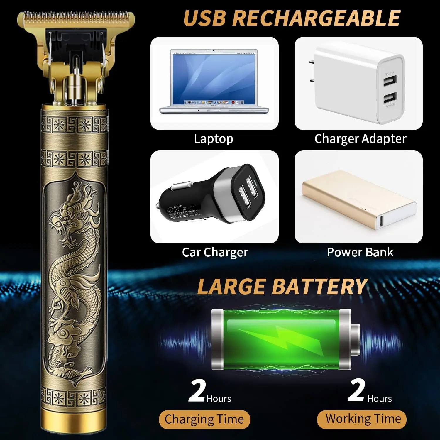 New Rechargeable T9 T-blade Hair Trimmers Bald headed Hair Clipper Men Barber Hair Cutting Machine