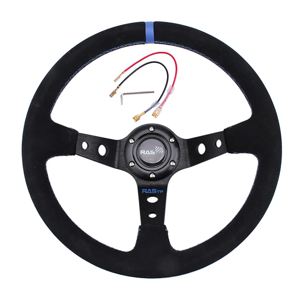  RASTP 14inch Suede Leather Deep dish Car sports Racing Drifting Steering