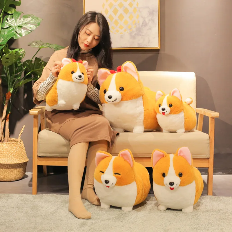 Cute Fancy Pet Corgi Toy Plush Peach Heart Ass Welsh Corgi Pembroke Dog Animal Pillow Stuffed Doll Toys