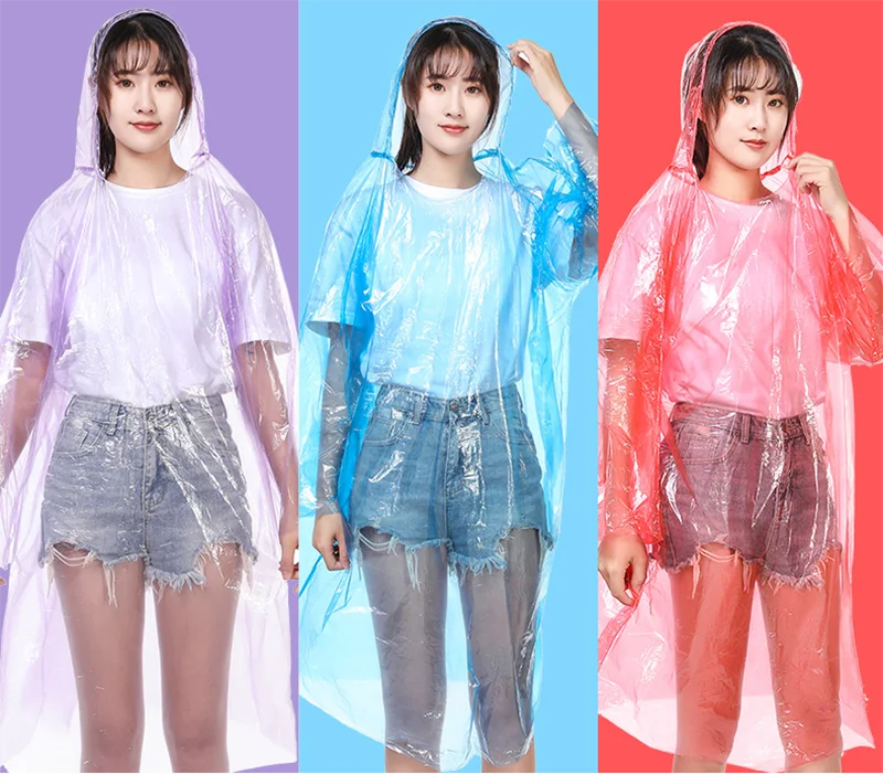 custom waterproof adult plastic pe raincoat poncho disposable rain coats suits