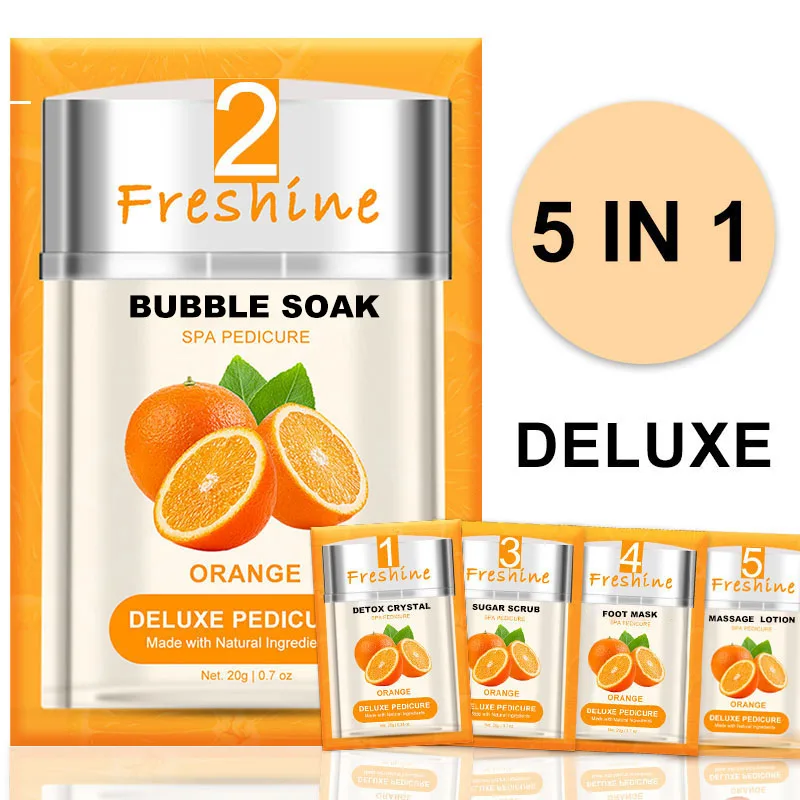 Foot Care Pedicure Spa Products Pedi In A Box 5 Step Detox Crystal Bubble Soak Sugar Scrub Foot Mask Collagen Massage Lotion Kit
