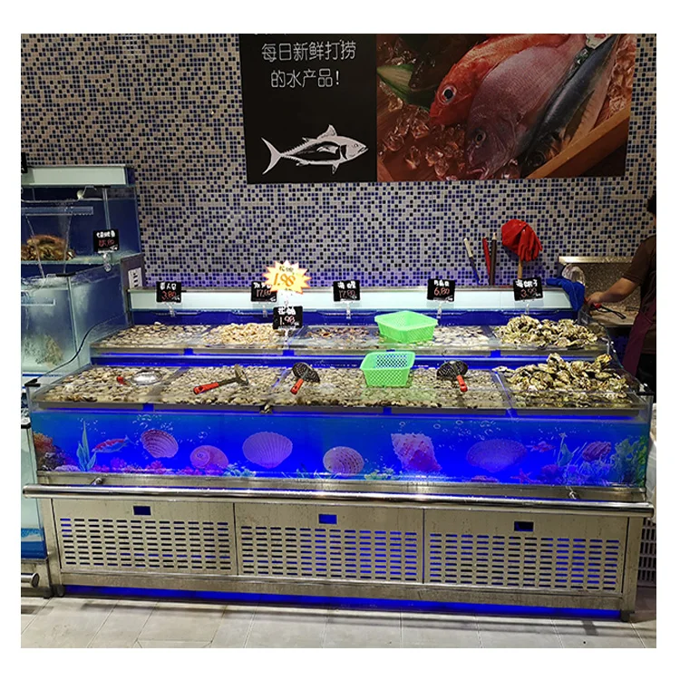 Customized live seafood racks shellfish display stand stainless steel preparation table