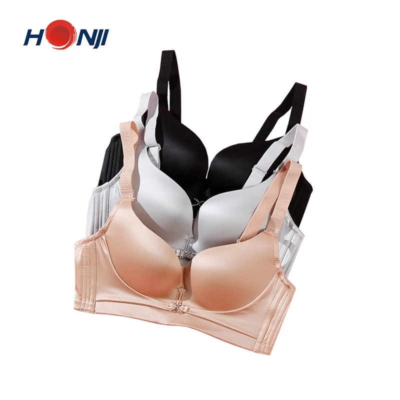 
Fashionable Silky Comfortable Push-up Wireless Delicate Decoration Detachable Shoulder Straps Breathable Bra 