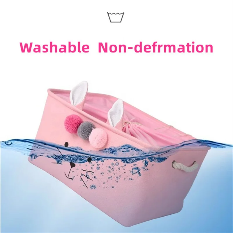 Cartoon kids toys boxes laundry hamper bags Cute socks underwear snacks box bins Folding clothing storage basket with handles