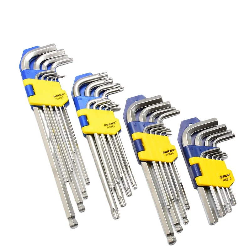 9PCS Allen Keys L Type Hex Wrench Flat Ball Star Torx Head Spanner CR-V Hexagonal Wrench Set Multifunction Hand Tools