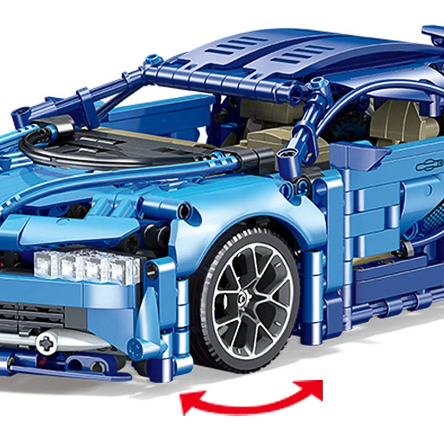 Blue Remote Control Racing Car 372pcs Building Blocks MOC Supercar Enlighten Bricks Toys for Birthday Gift