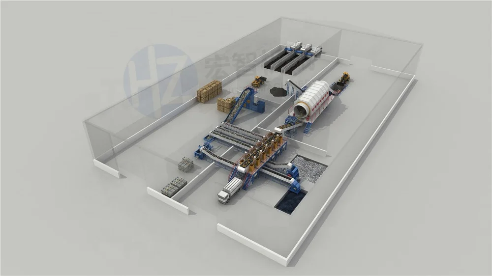 Линия сортировки мусора и перерабатывающая установка MSW, мобильная станция сортировки твердых отходов