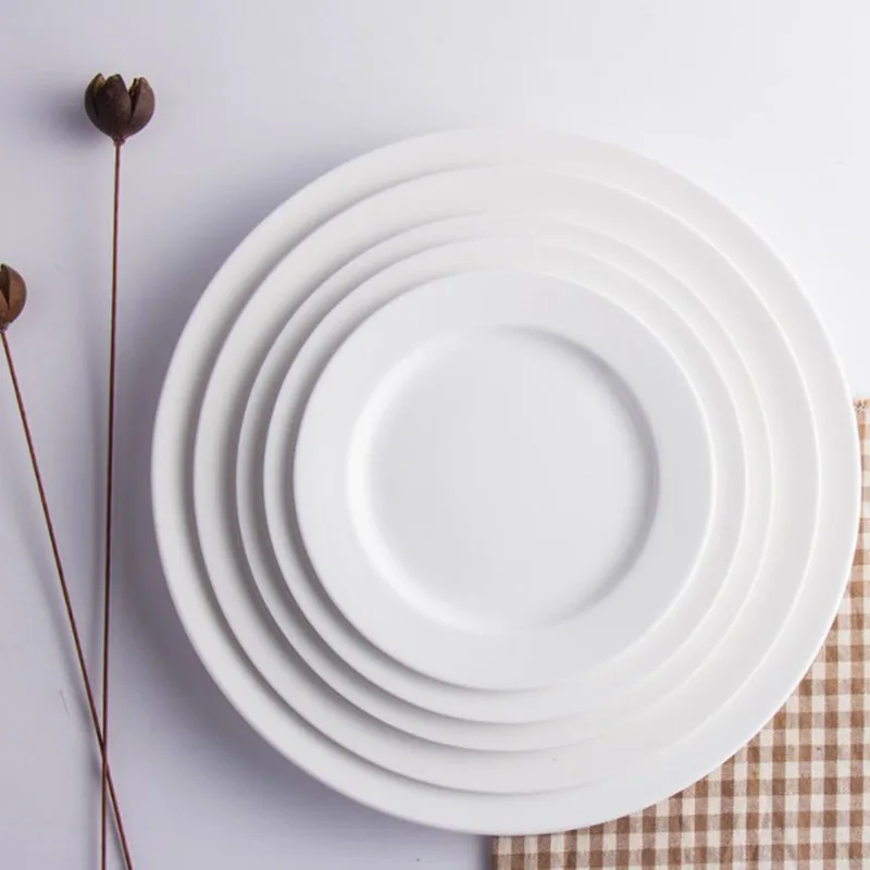 Wholesale Ceramic Plates Flat White Porcelain Ceramic Dinner Plate for Restaurant
