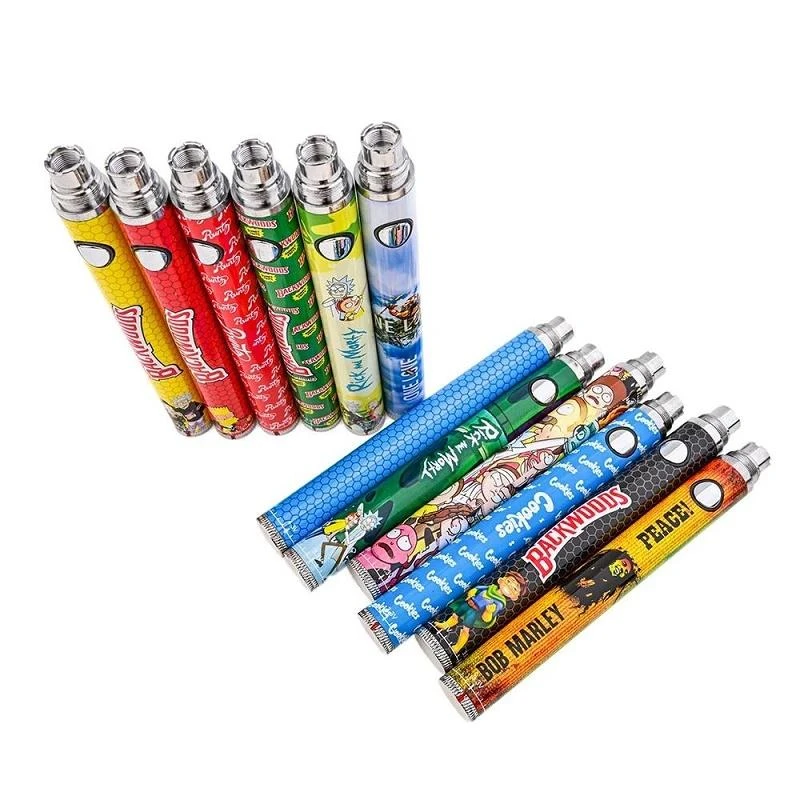 
Hottest cbd cart battery 1100mah cartoon design cookies twist preheat battery blister package 