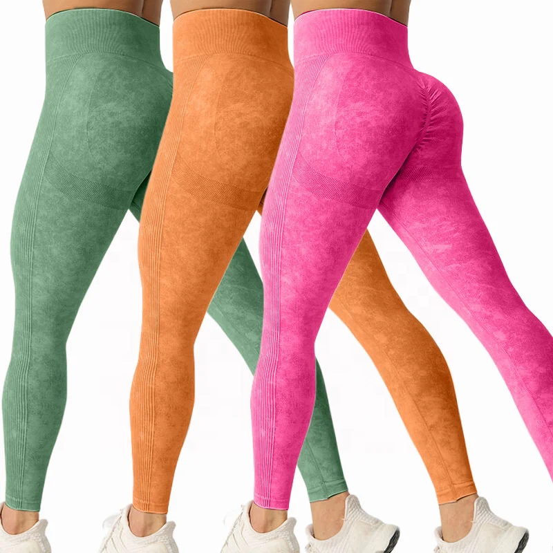 NEW 16 Colors Acid Wash Push Up Yoga Leggings Women Gym Fitness Sports Wear Seamless Workout Tights Running yoga Pants LOGO OEM