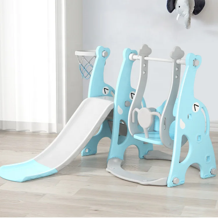 New Design Multi-colour Indoor Slide Plastic Cartoon Slide And Swing Toys for Kids