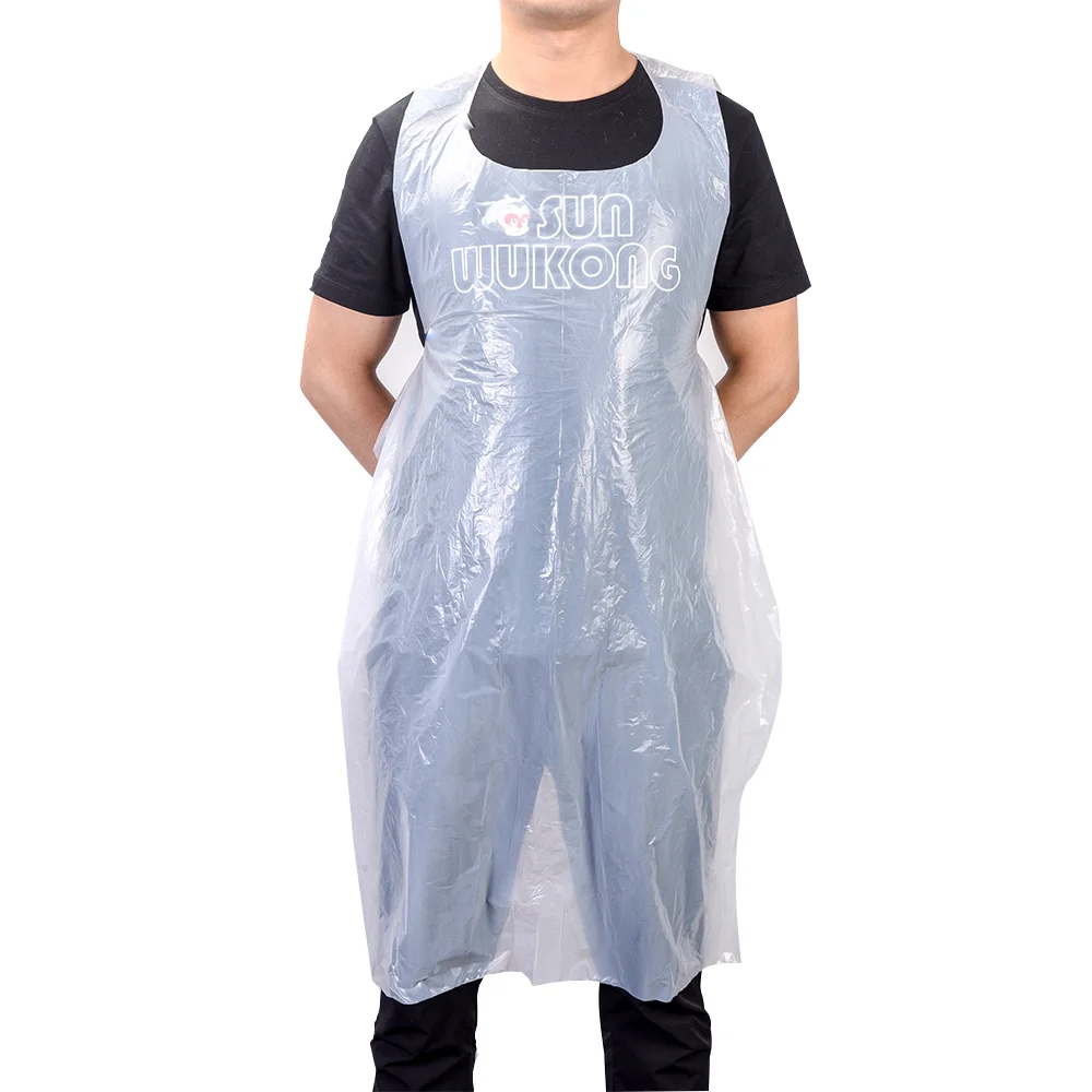 Convenient portable Waterproof oil resistant and stain resistant plastic apron with free printing and customized exclusive logo