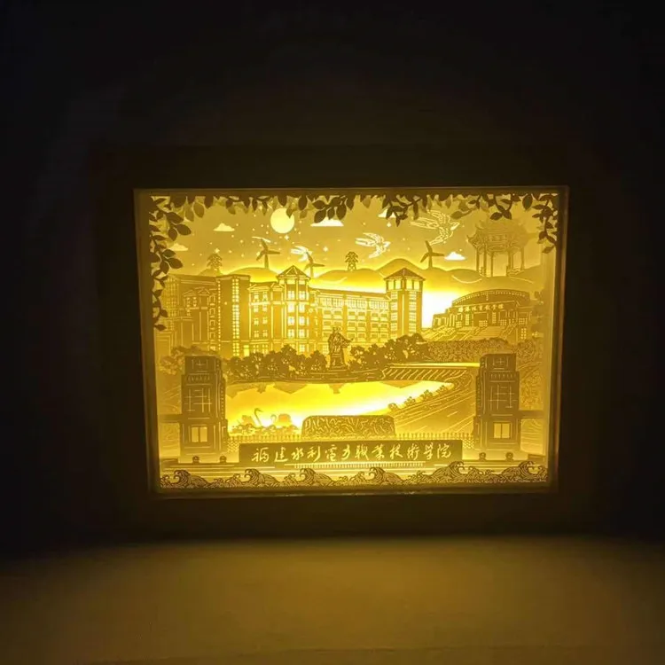 3D Художественная бумага лазерная резка светодиодный ночник Тень Коробка фоторамка