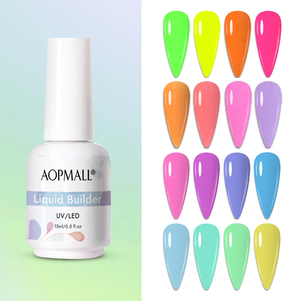 AOPMALL Professional Nail System Quick Building Gel Fluorescent  Neon Gel Builder For Nail Extension