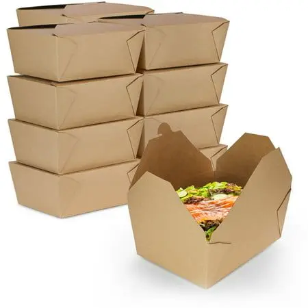 Customization Kraft Brown and White Paper Logo Design Take Out Box Food Paper Container for Restaurant