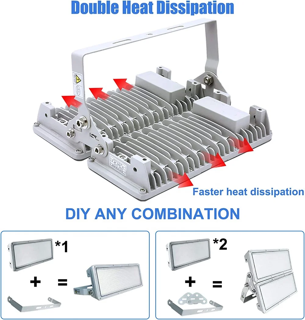 100W LED Flood Light 10000lm 6500K Led Spotlight IP67 Waterproof Outdoor LED Stadium Light for Backyard Garden Playground Tunnel Lights