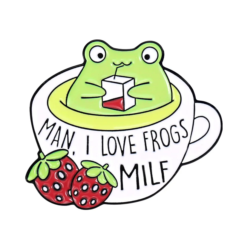 Beverage Food Donut Series Brooch Alloy Frog suit Girl Cute Badge Cartoon Clothing Accessories