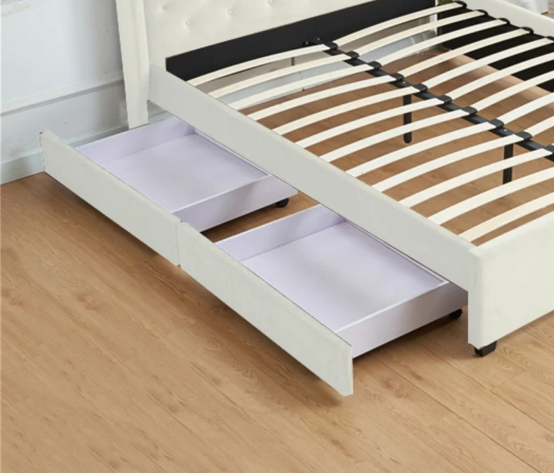 2022 fashion style wholesale hydraulic drawer storage bed high quality fabric drawer bed
