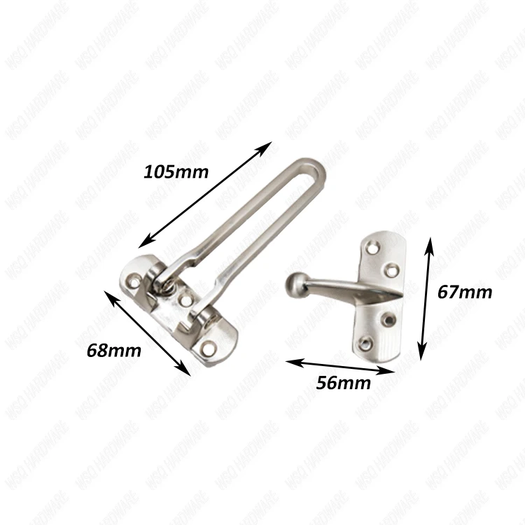 Security Door Guard Zinc Alloy Door Bolt Metal Hardware High Security for Home Satin Nickel Door Lock Swing Bar