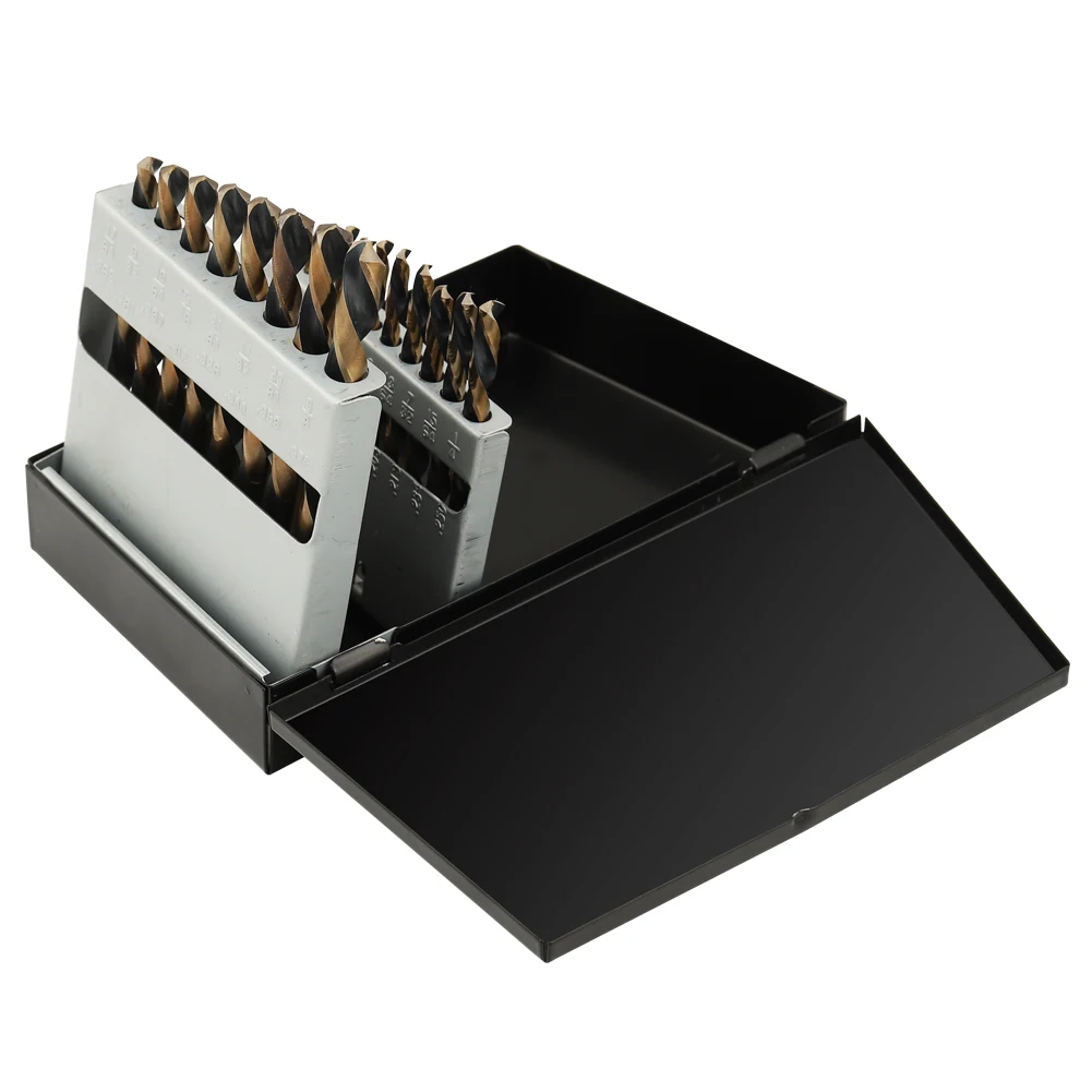 TG Tools HSS Left hand straight shank black and yellow twist drill 21 pcs set with metal box