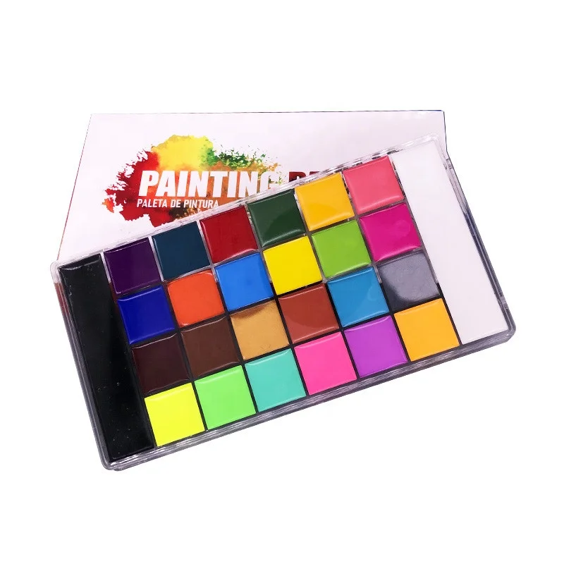 Face Body Paint Kit, Professional Makeup, Hypoallergenic Face Painting Kits for Kids 26 Color Painting Oil Palette Brushes