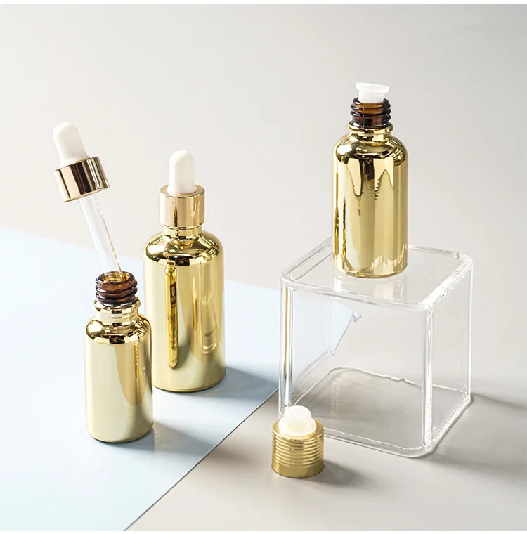 1oz 2oz 3oz Skincare Hair Essential Oil Round Glass Spray Rose Gold Dropper Bottles For Serum