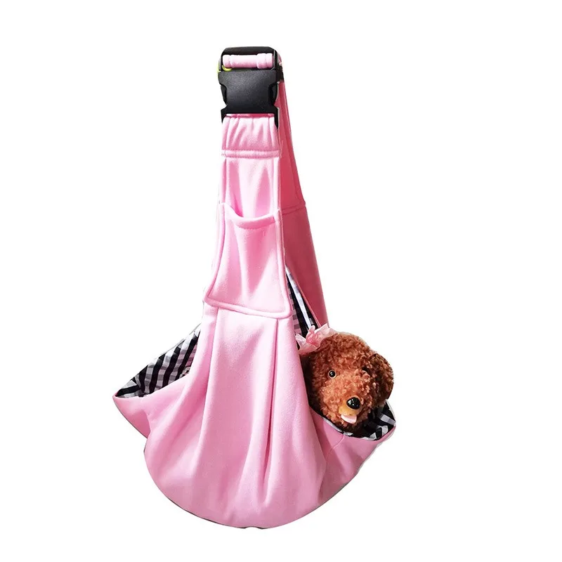 Hand Free Breathable Shoulder Bag Front Pocket Safety Belt Carrying Small Dog Cat Dog Sling Carrier Adjustable Padded Strap