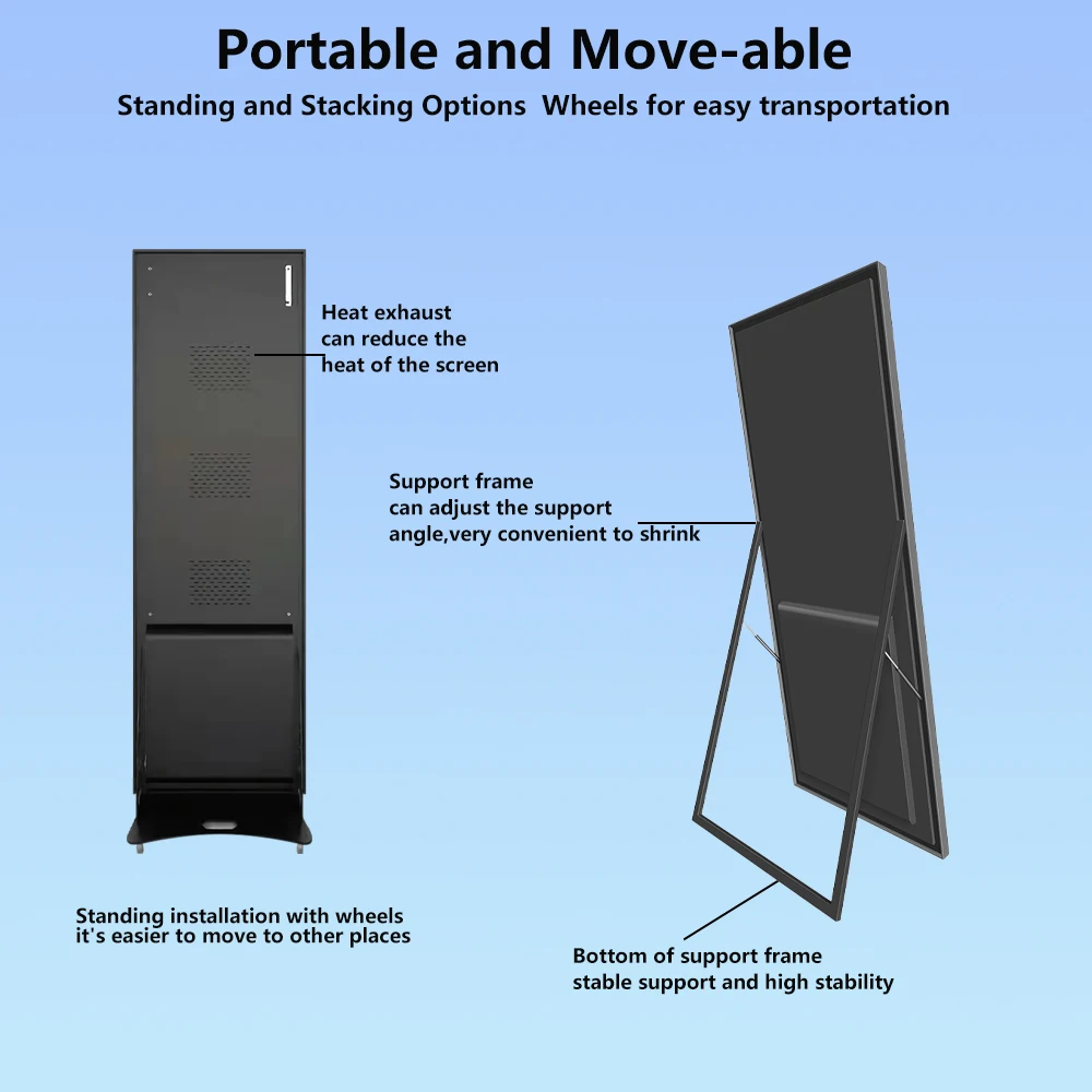 led display P1.875mm P2mm P2.5mm P3mm Indoor Poster Video Advertising Stand P3 Led Display with wifi /3G/ 4G control