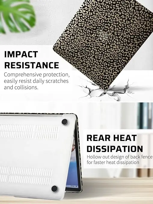 Luxury Glossy Leopard Leather Plastic Hard Shell Case laptop case for Macbook Air 13/15/16 M1 M2 M3