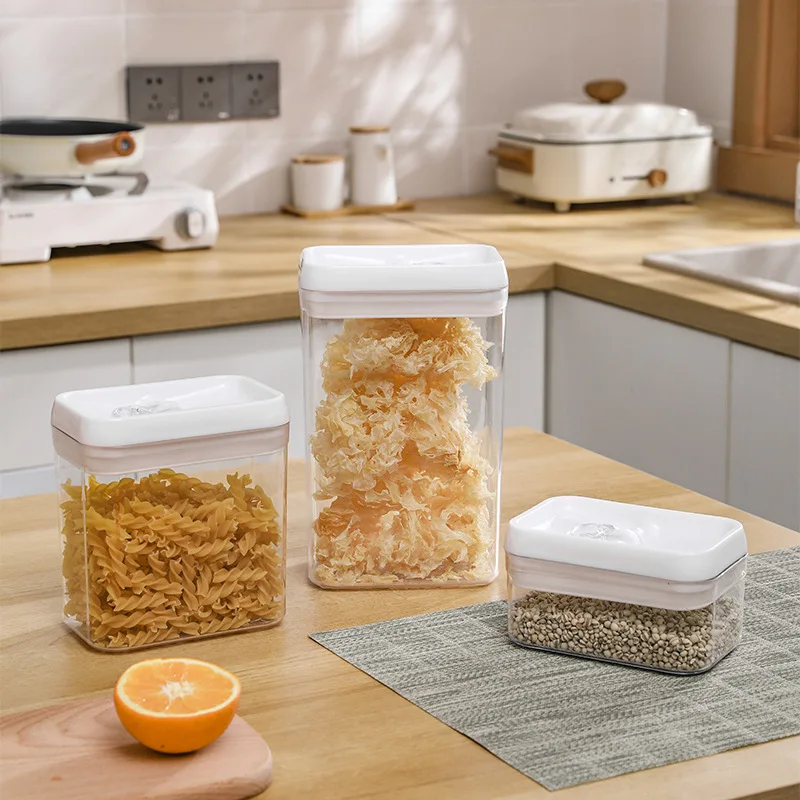 Easy Open  BPA Free Reusable Cereal Snack Transparent Plastic dry food jars box set seal Airtight Container
