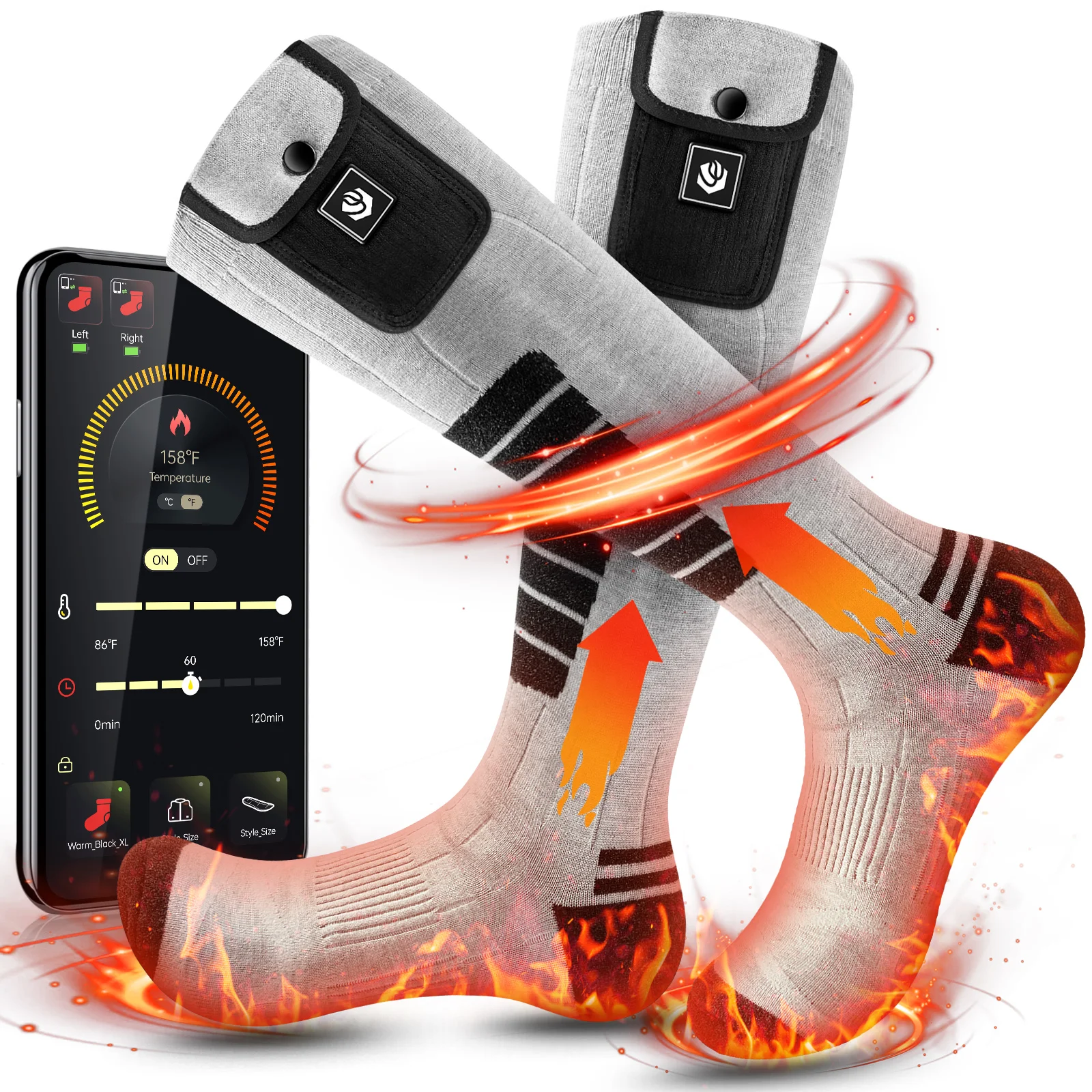 USB Heating Socks for Foot Warming Heated Socks with 3 Heat Settings for Men Women Outdoor Skiing Hunting Fishing Hiking