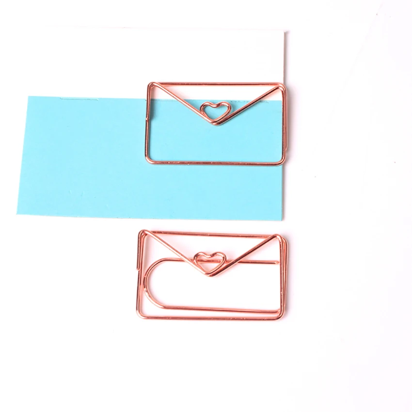 Rose Gold Envelope Shape Paper Clip Bookmark Planner Metal Clip File Organizer Clips Stationery Office School Supplies