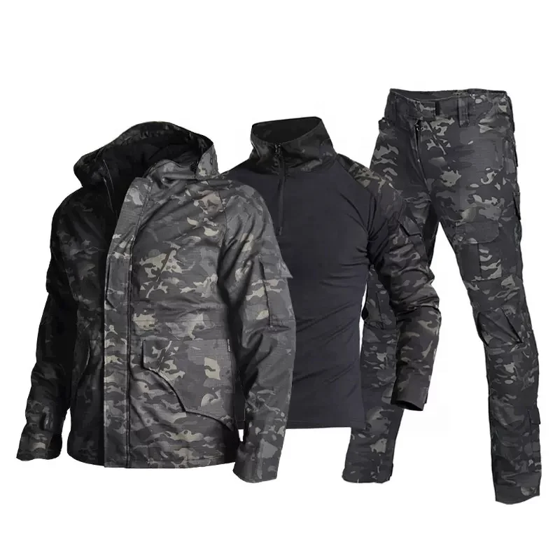 YAKEDA 3 Pieces Set Fleece Combat Camouflage G8 Uniform Tactical Winter Jacket Tactical Suit