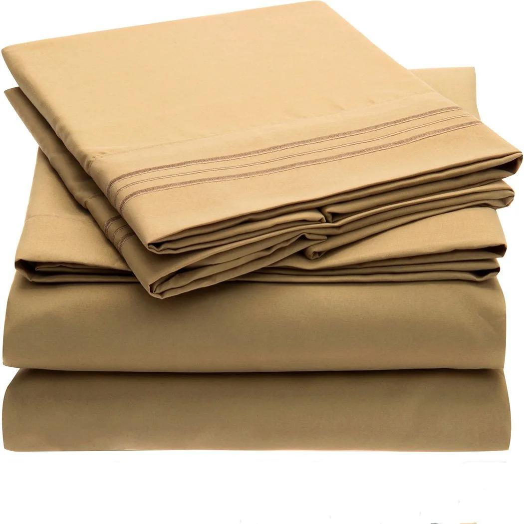 deep pocket cotton bedding 100% polyester Hotel White Bedsheet 4 Piece Bed Sheet Set