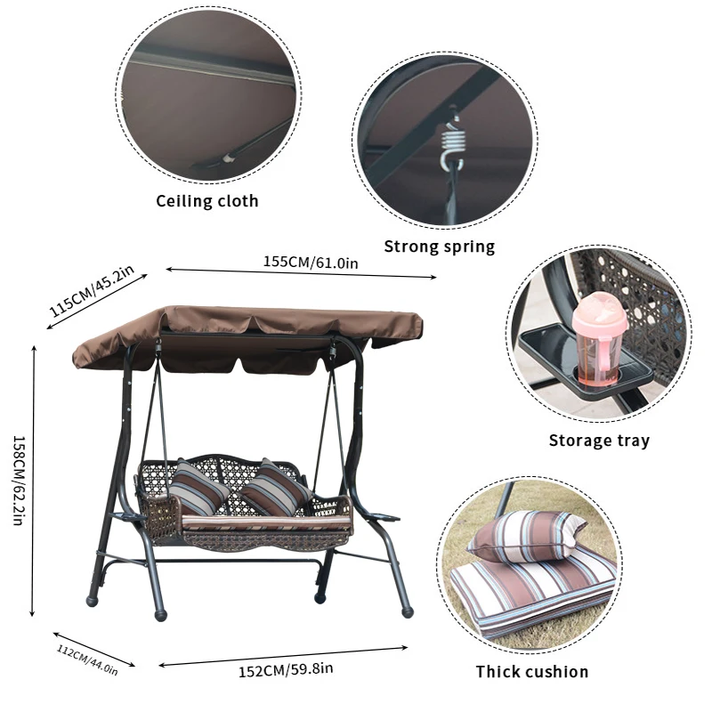 Best Price Hot Sales Outdoor Garden Adults Luxury Rattan Series Double Leisure Cane Chair